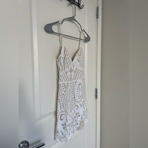 Superdown White Sequin Mini Dress